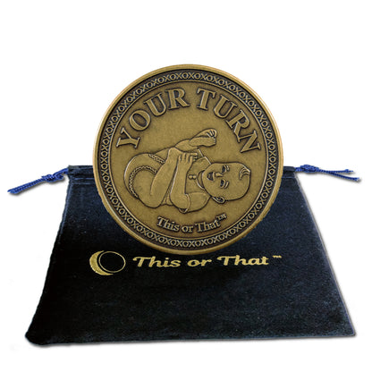 This or That Sneaky Diaper Changing Coin with My Turn face velvet pouch