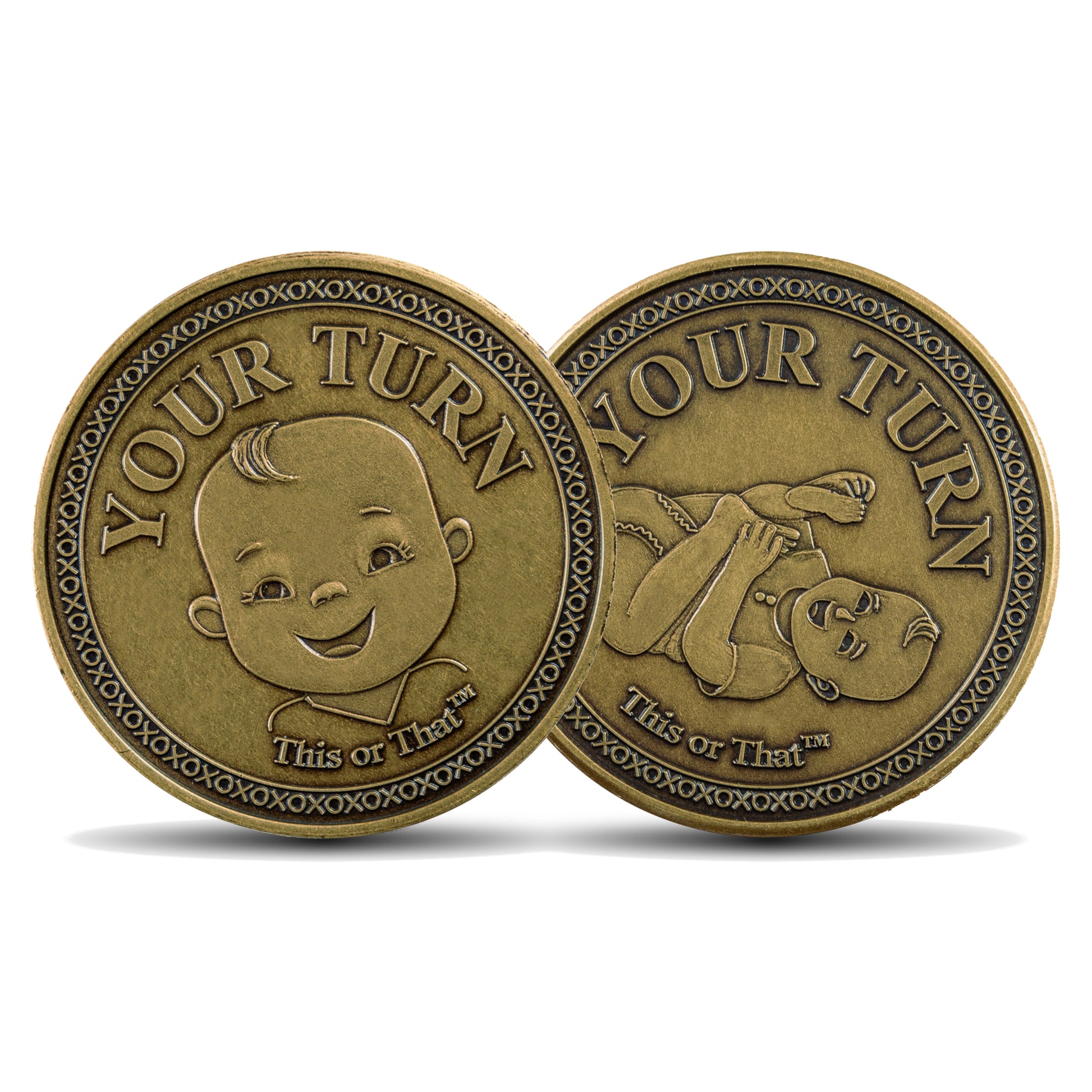 This or That Sneaky Diaper Changing Coin Front and Back with both Your Turns on the faces